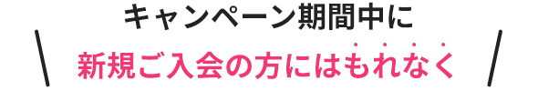 キャンペーン期間中に新規ご入会の方にはもれなく